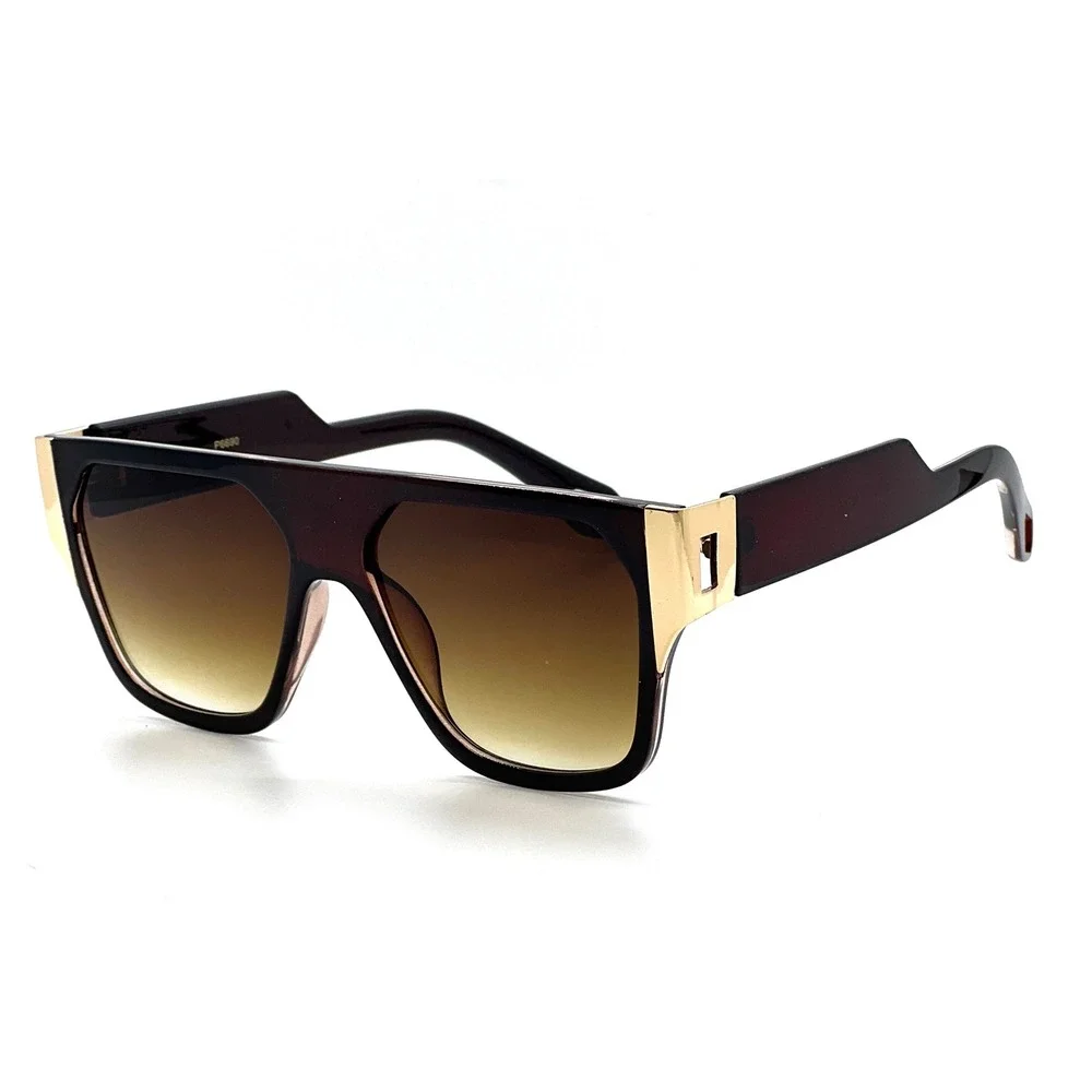 Mens Sunglasses Rectangular Ovarsized Gold Accent‎ Fashion Shades Lentes Gafas
